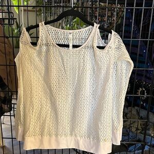Fabletics White Cold Shoulder Sweatshirt